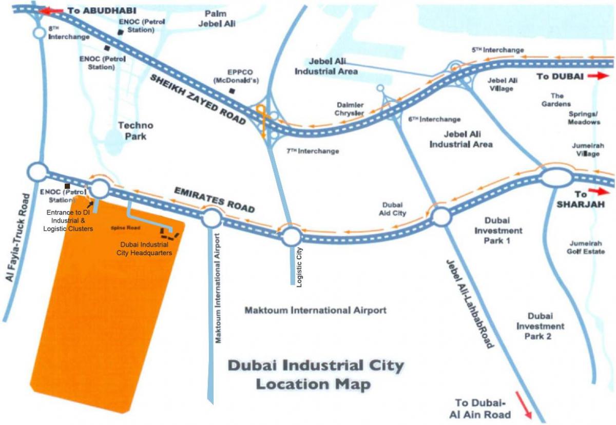 خريطة مدينة دبي الصناعية