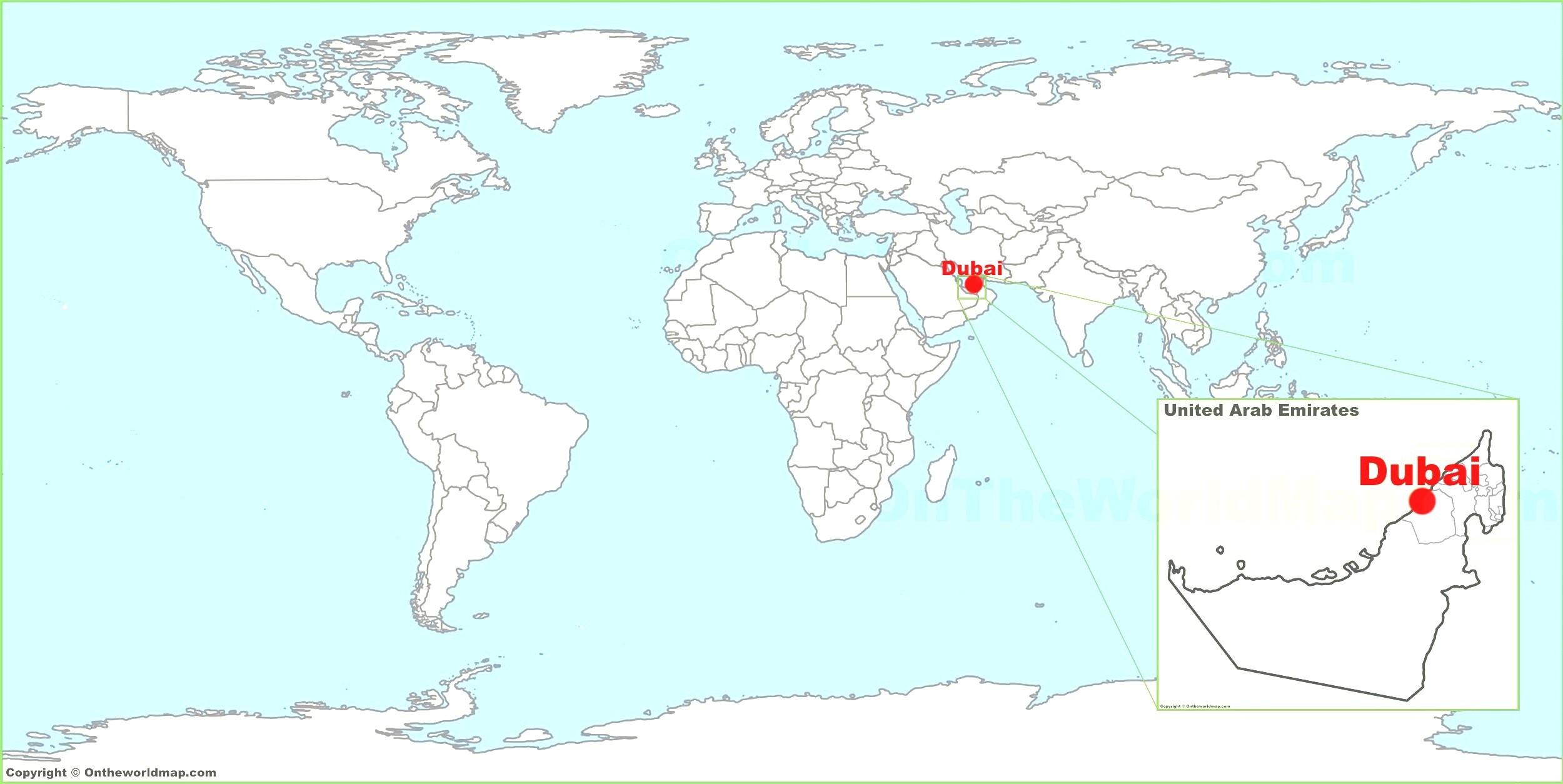 أفضلية سناك ماكينة تسجيل المدفوعات النقدية  دبي في خريطة العالم - خريطة دبي في العالم (الإمارات العربية المتحدة)