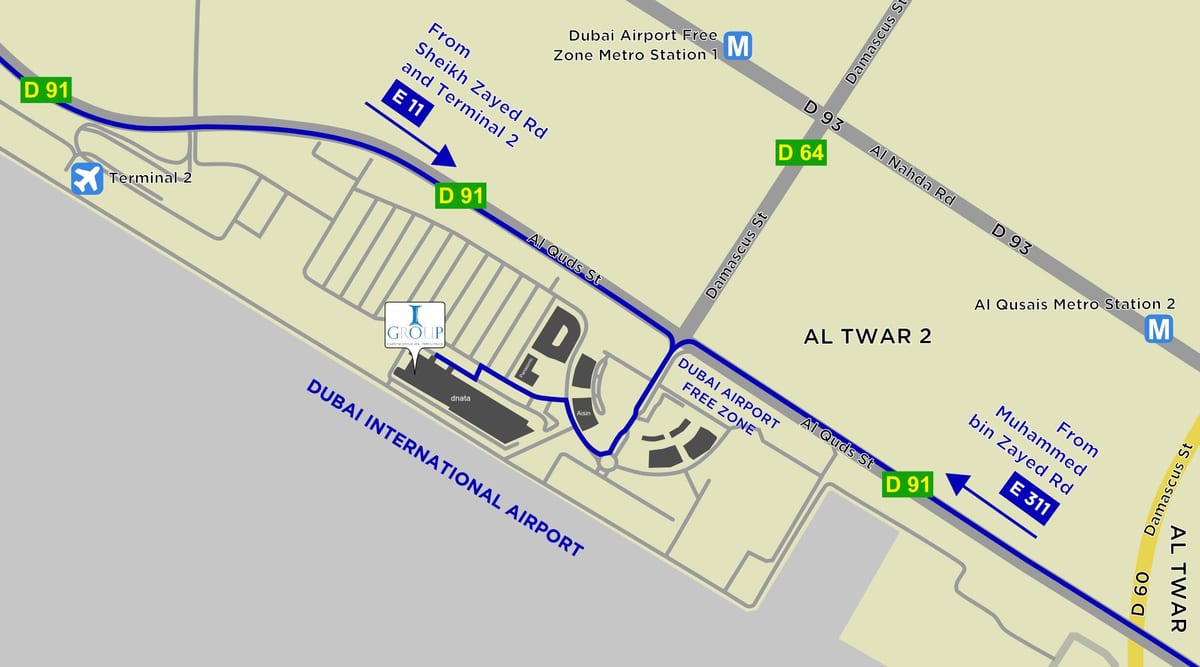 خريطة المنطقة الحرة بمطار دبي
