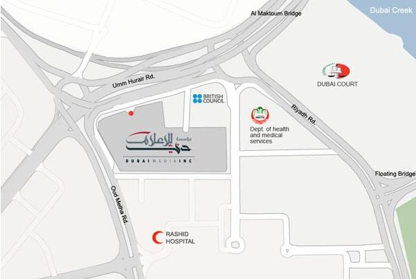 مستشفى راشد في دبي خريطة الموقع