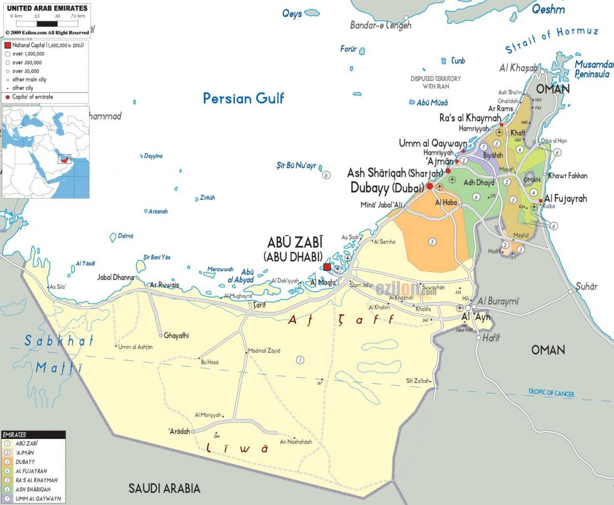 خريطة دبي الإمارات العربية المتحدة