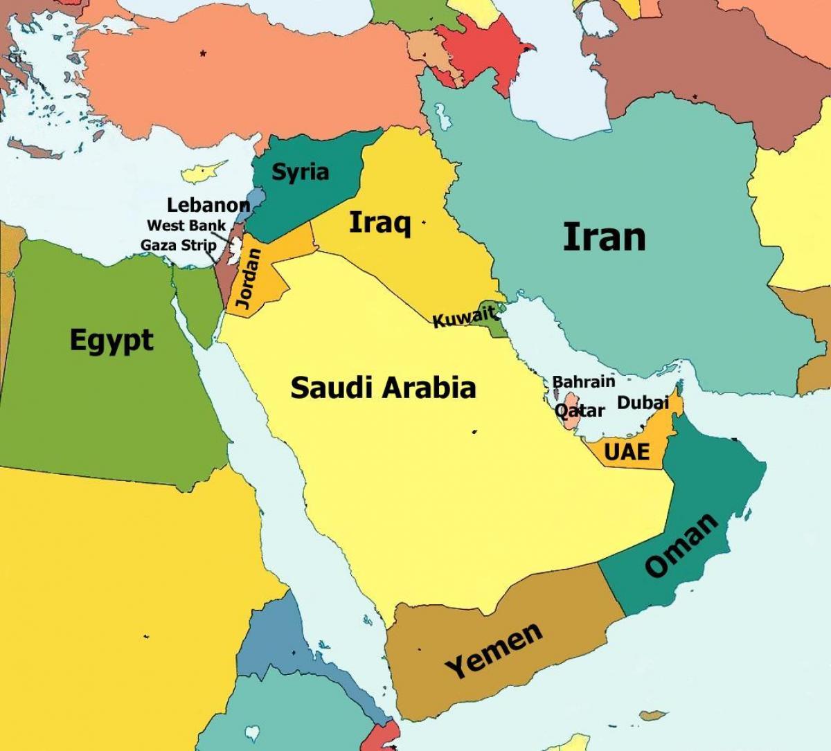 دبي خريطة الشرق الأوسط
