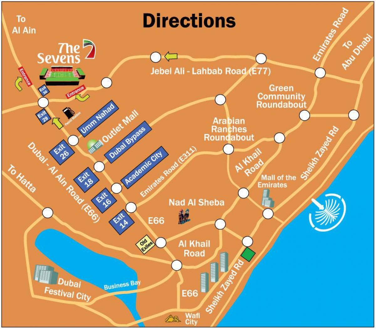 سباعيات الرجبي دبي خريطة الموقع