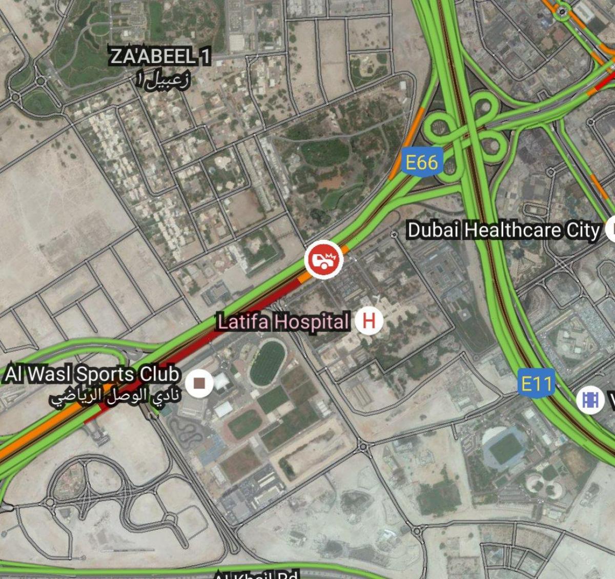 مستشفى لطيفة في دبي خريطة الموقع